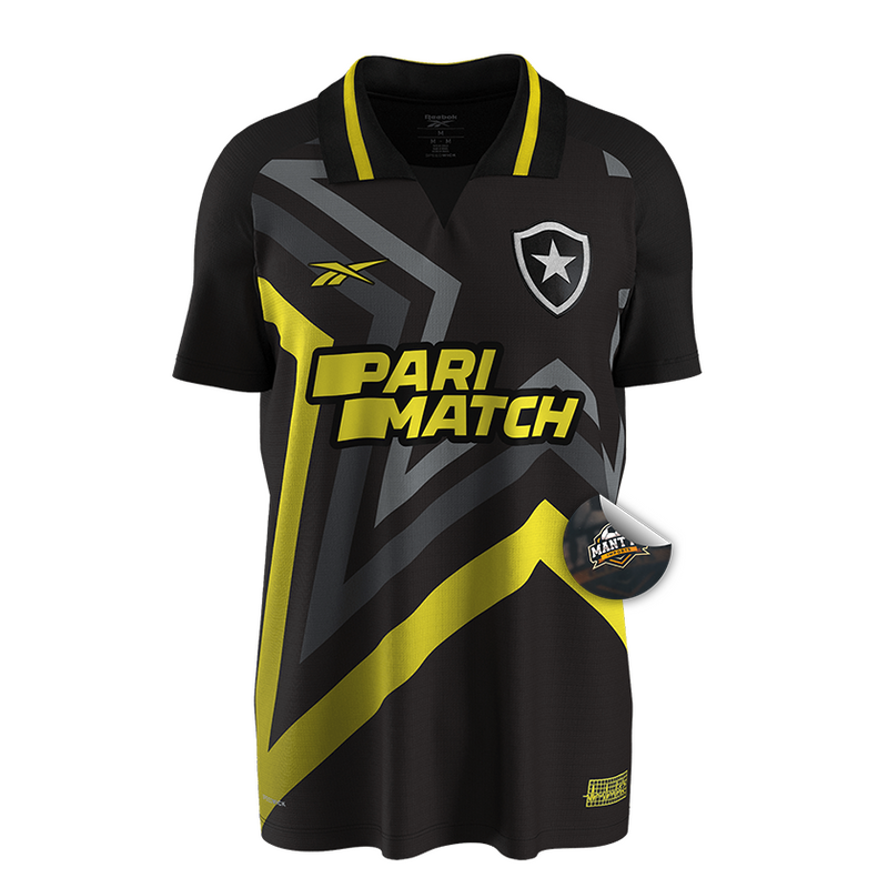 Camisa Botafogo Fourth 23/24 - Torcedor Reebok Masculino - Preto e Amarelo