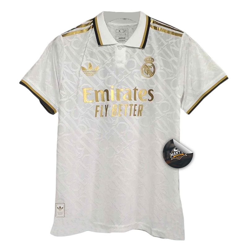 Camisa Real Madrid Golden Edition 24/25 - Jogador Adidas Masculino - Branco e Dourado