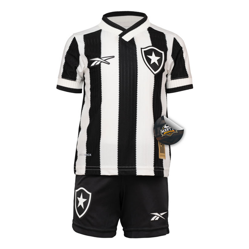 Kit Infantil Botafogo Home 24/25 - Reebok - Preto e Branco