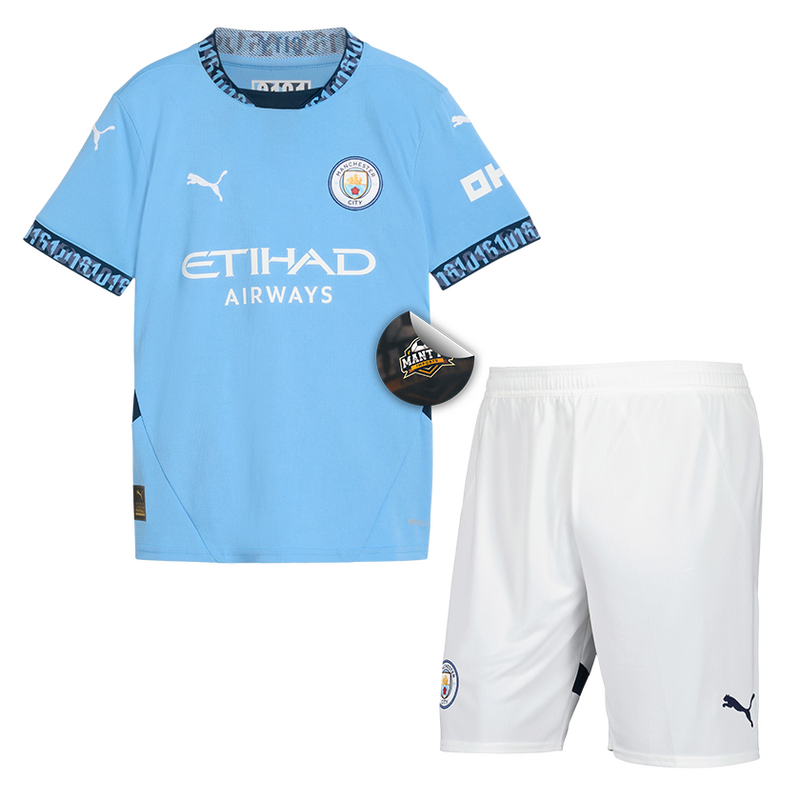 Kit Infantil Manchester City Home 24/25 - Puma - Azul e Branco