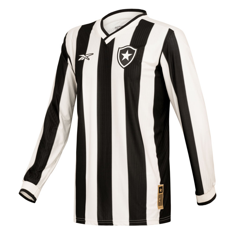 Camisa Botafogo Home 24/25 - Torcedor Manga Longa Reebok Masculino - Preto e Branco