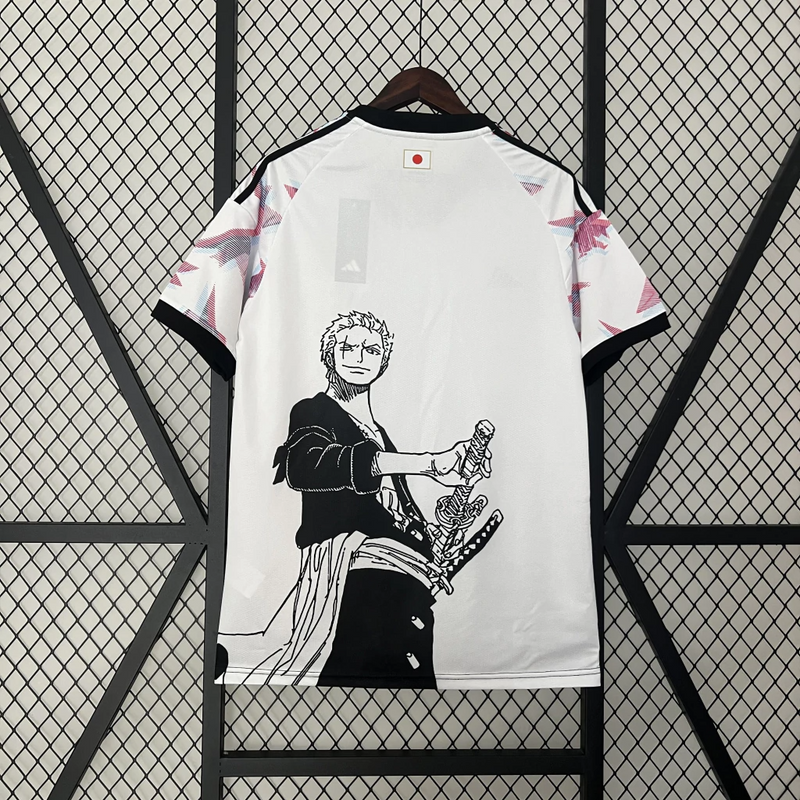 Camisa Japão Anime OP Zoro 24/25 - Torcedor Adidas Masculino - Branca e Preta