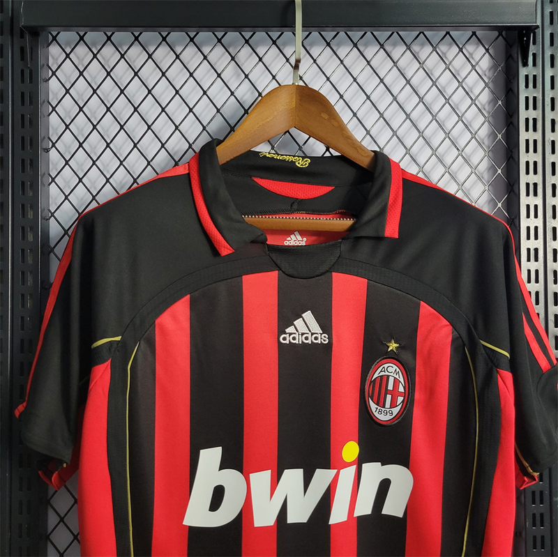 Camisa Milan Home 2006/07 - Retrô Adidas Masculino - Vermelho e Preto