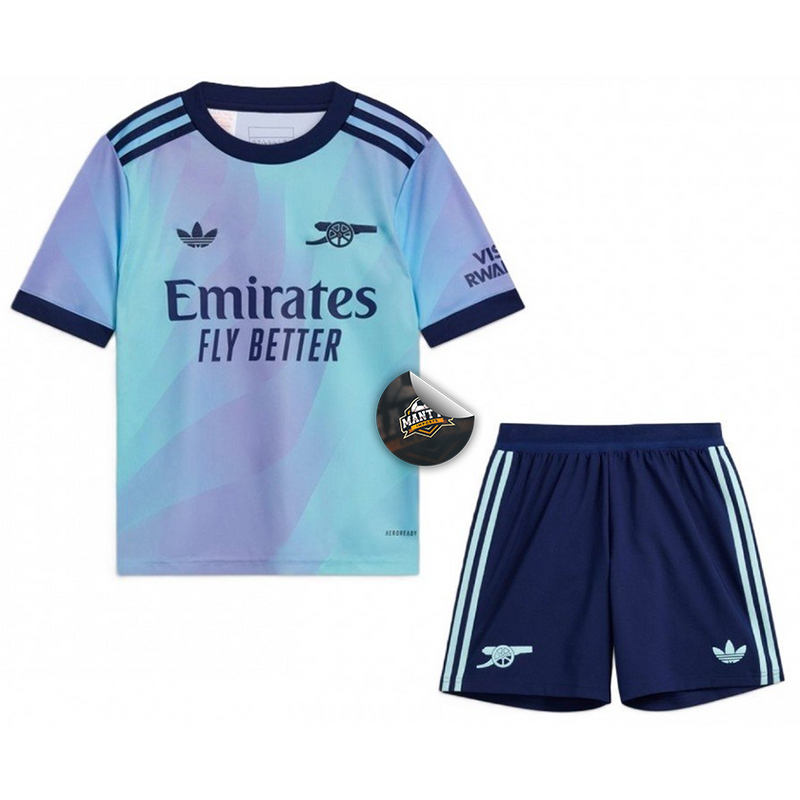 Kit Infantil Arsenal Third 24/25 - Adidas Masculino - Azul e Roxo