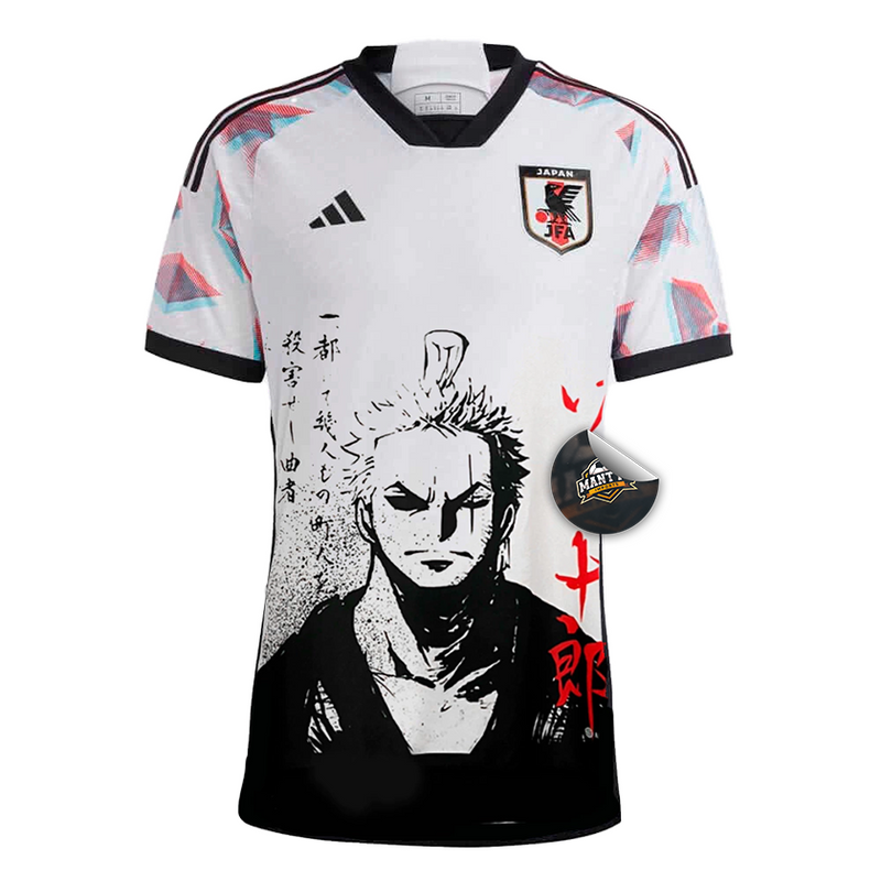 Camisa Japão Anime OP Zoro 24/25 - Torcedor Adidas Masculino - Branca e Preta