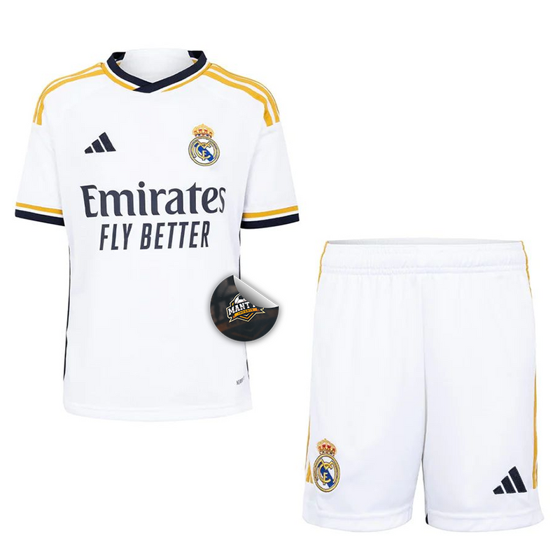 Kit Infantil Real Madrid Home 23/24 - Adidas - Branco